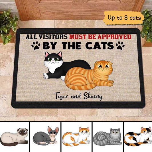 Visitors Must Be Approved By Cat Loaf Personalized Doormat