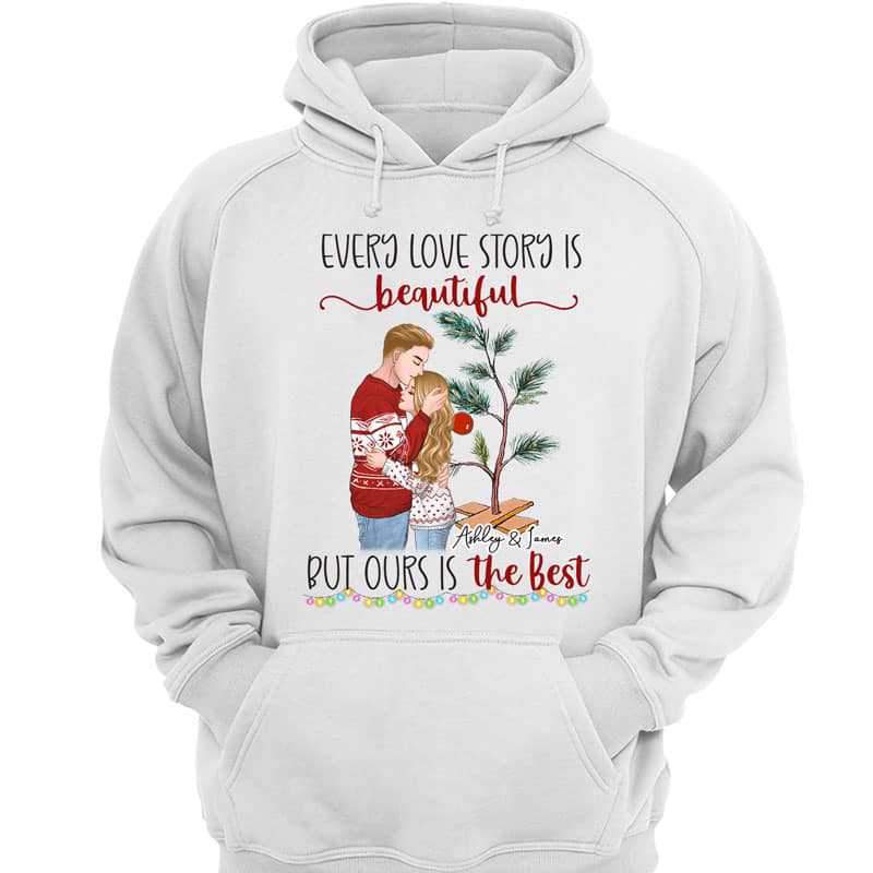 Every Love Story Is Beautiful Hugging Couple Personalized Hoodie Sweatshirt