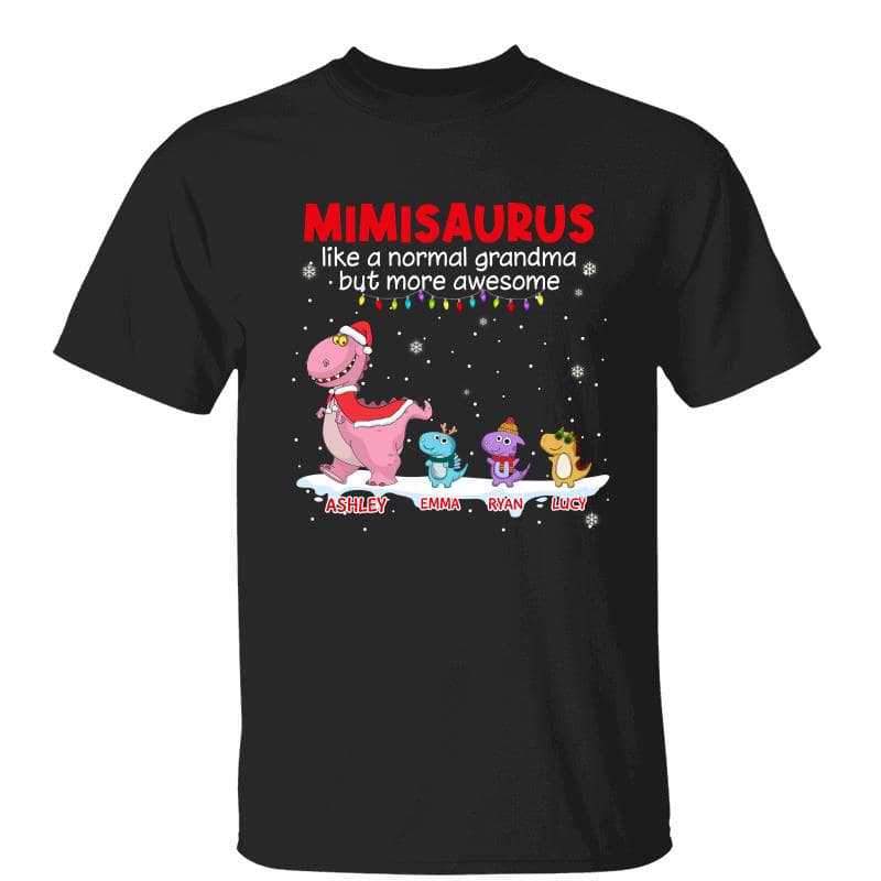 クリスマスのGrandmasaurus Grandpasaurusと子供のパーソナライズされたシャツ