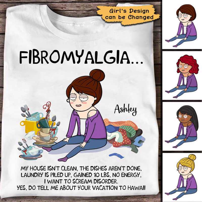 Fibromyalgia Chibi Girl Personalized Shirt