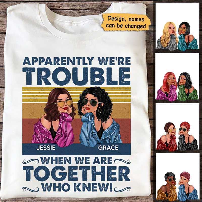 Trouble Fashion Besties Retro Personalized Shirt