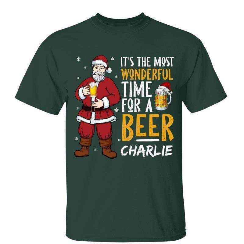 Most Wonderful Time For A Beer Dad Grandpa Santa Personalized Shirt