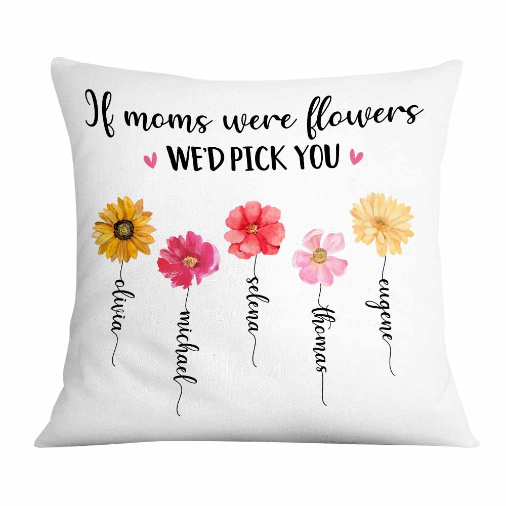 Personalized Flower Mom Mother's Day Polyester Linen Pillow