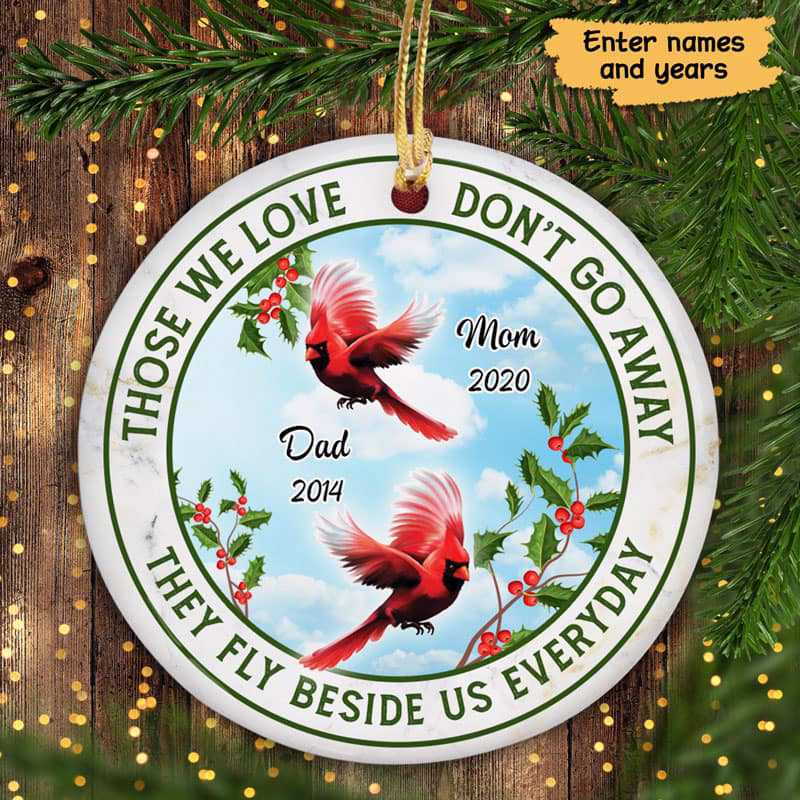 Cardinals Angels Beside Us Sky Memorial Personalized Circle Ornament