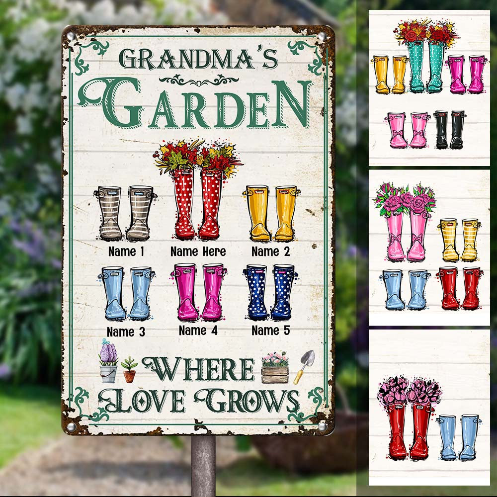 Personalized Mom Grandma Garden Metal Sign