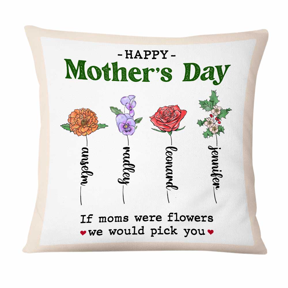 Personalized Mom Mother's Day Polyester Linen Pillow