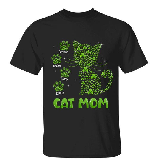 Shamrock Cat Paws Personalized Shirt