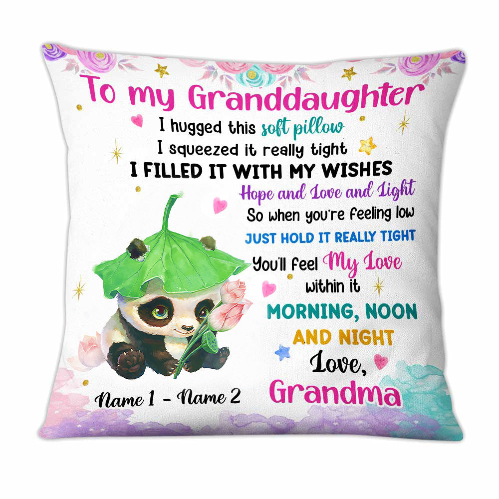 Personalized Panda Mom Grandma Son Daughter Grandson Granddaughter Pillow