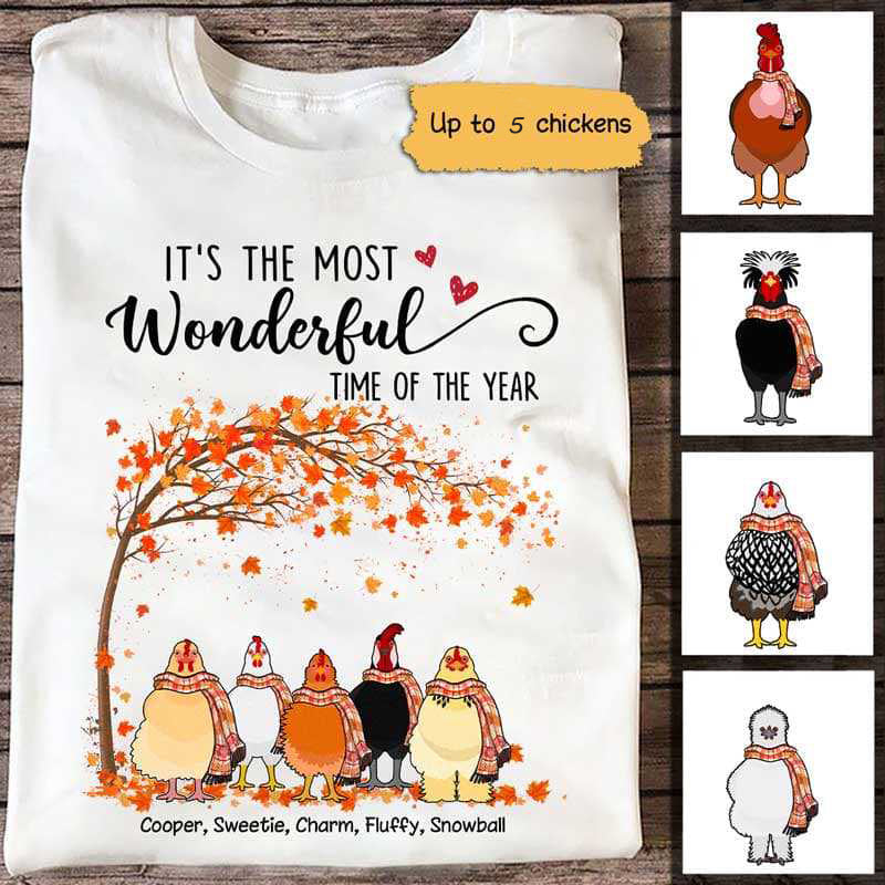 Chickens Most Wonderful Time Of The Year Fall Season Personalized Shirt