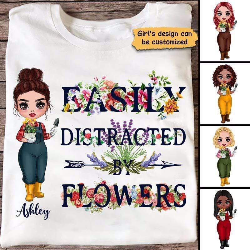 Easily Distracted By Flowers Personalized Shirt
