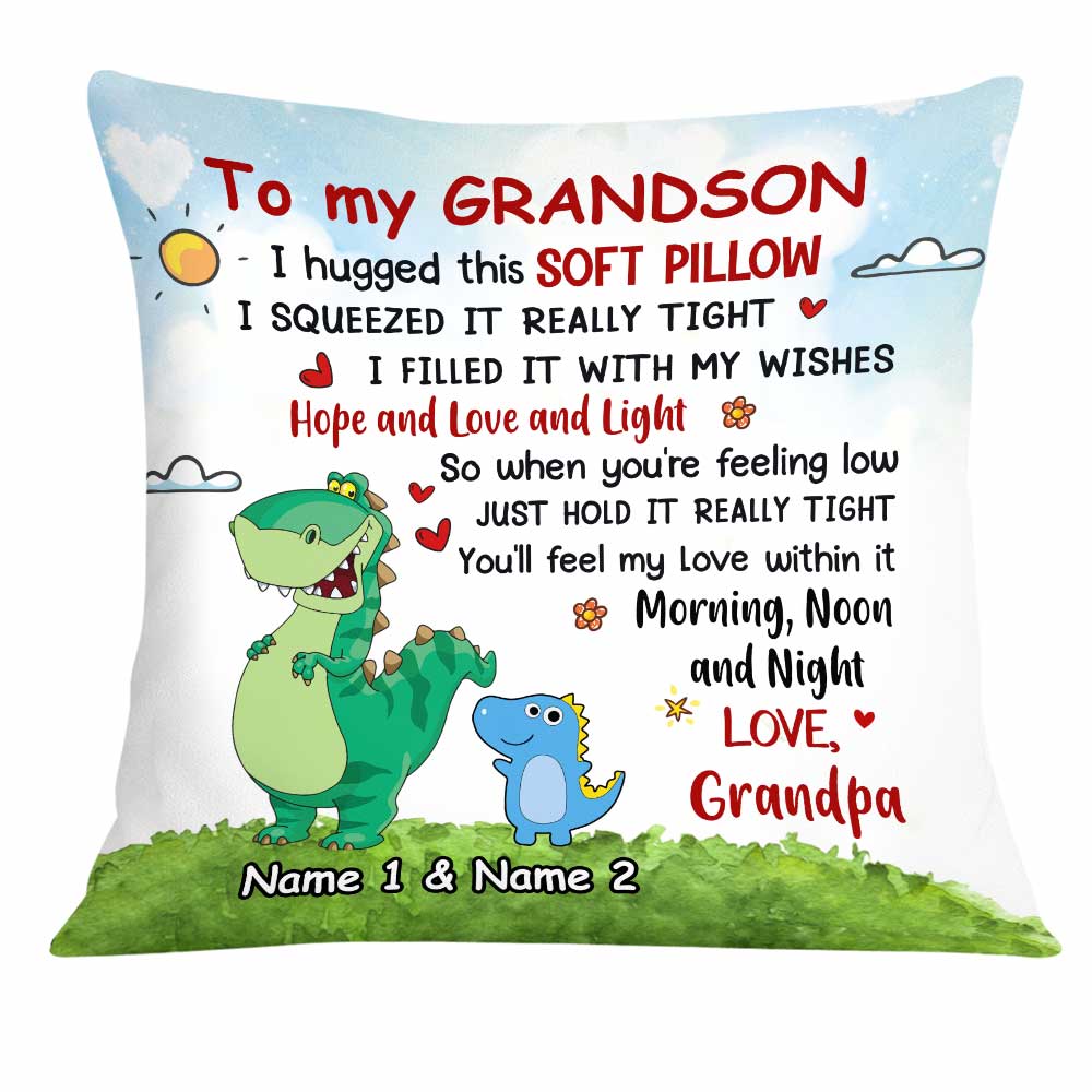 Personalized Dad Grandpa To My Son Grandson Dinosaur Pillow