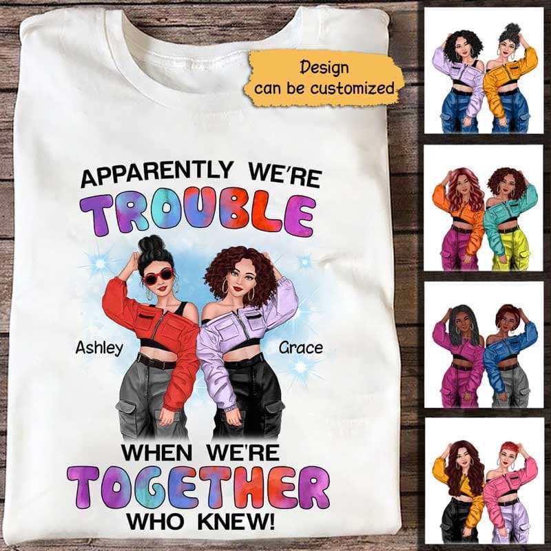 Cool Besties Trouble Together Personalized Shirt