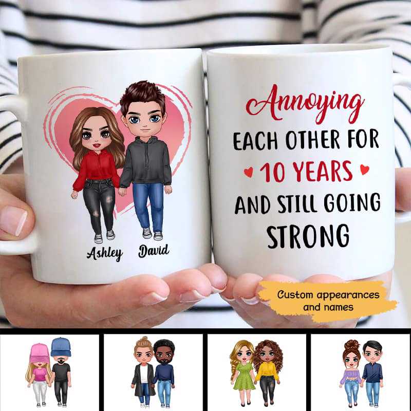 Doll Couple Standing Annoying Each Other Valentine‘s Day Gift Personalized Mug