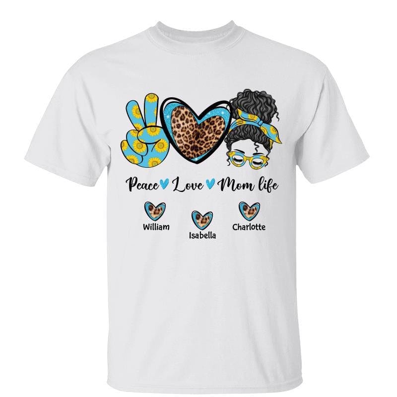 Peace Love Mom Life パーソナライズシャツ