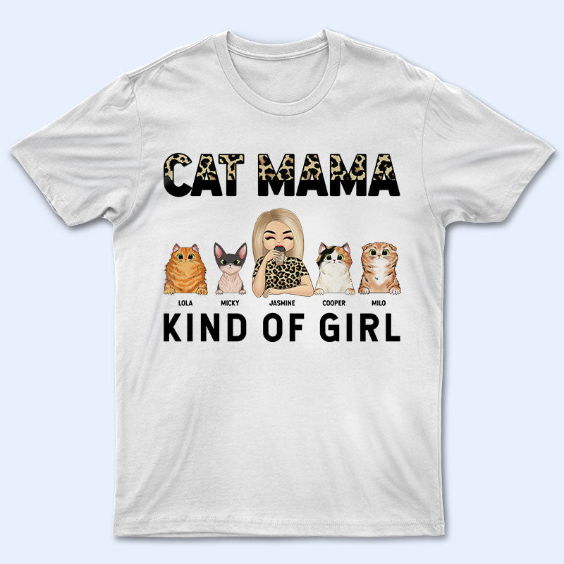 キャット ママ カインド オブ ガール - 猫好きへのギフト - パーソナライズされたカスタム T シャツ