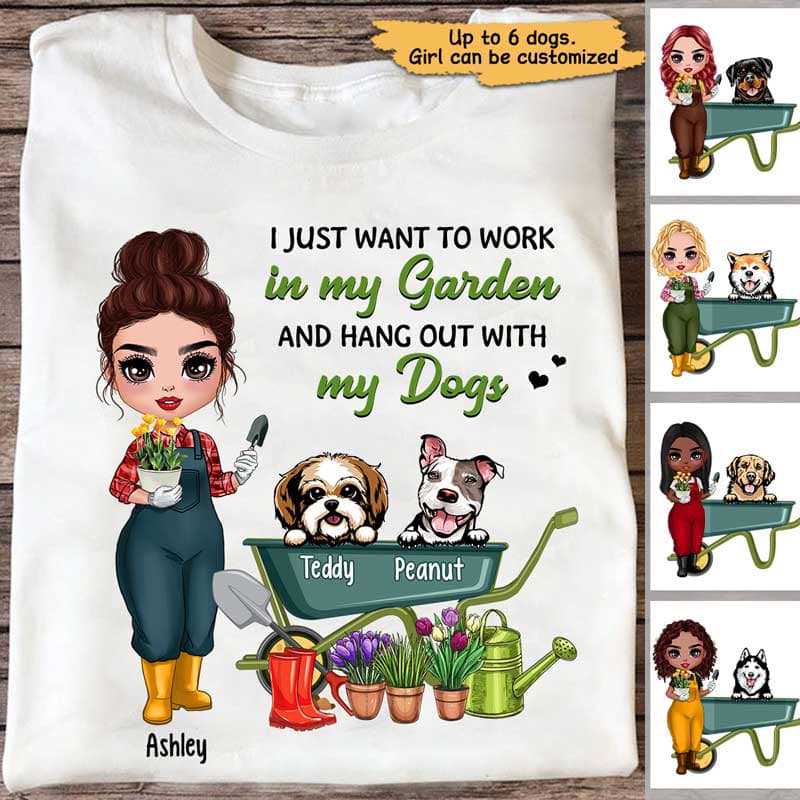 Doll Gardening And Dogs Personalized Shirt