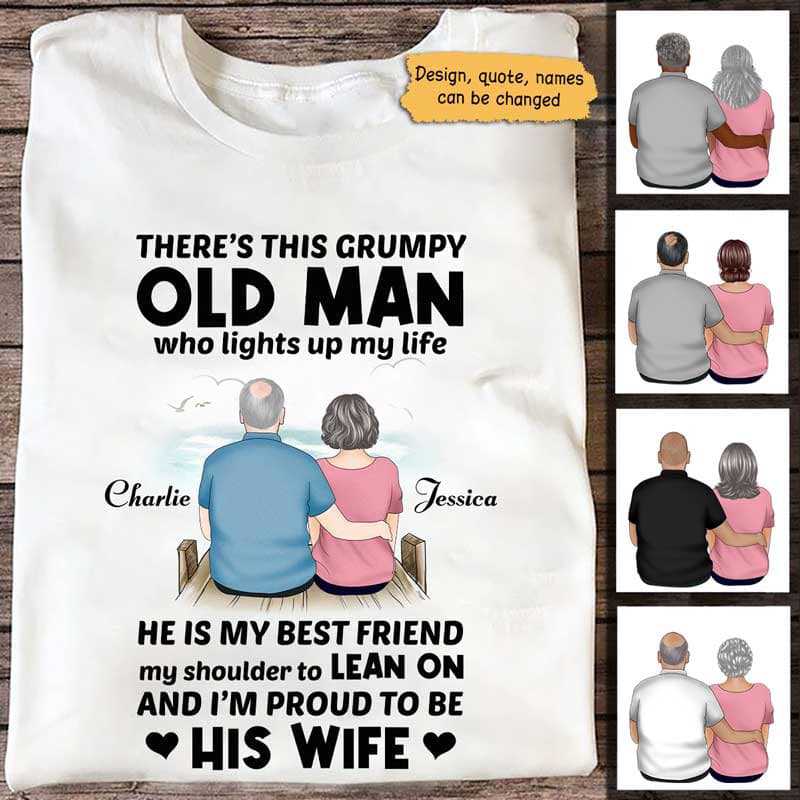 Old Couple Sitting Personalized Shirt
