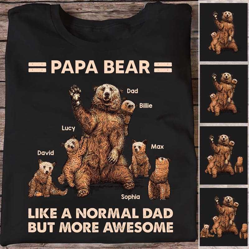 Papa Bear And Kids Personalized Shirt