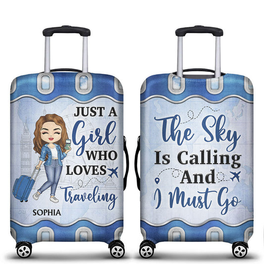 Color Just A Girl Boy Who Loves Traveling - Gift For Traveling Lovers - Personalized Custom Luggage Cover