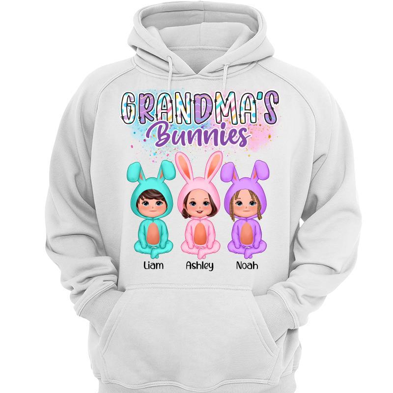 Bright Colors Pattern Grandma‘s Bunny Doll Kids Easter Hoodie Sweatshirt