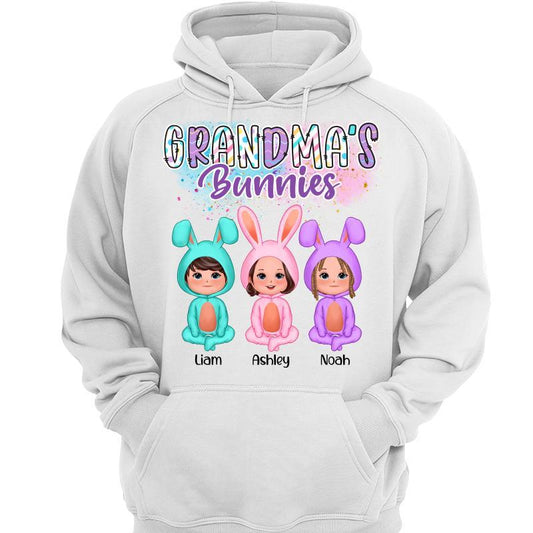 Bright Colors Pattern Grandma‘s Bunny Doll Kids Easter Hoodie Sweatshirt