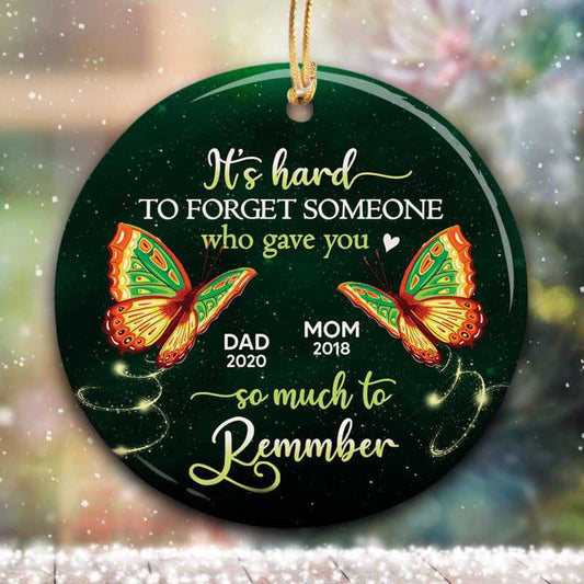 Green Orange Butterflies Memorial Personalized Circle Ornament