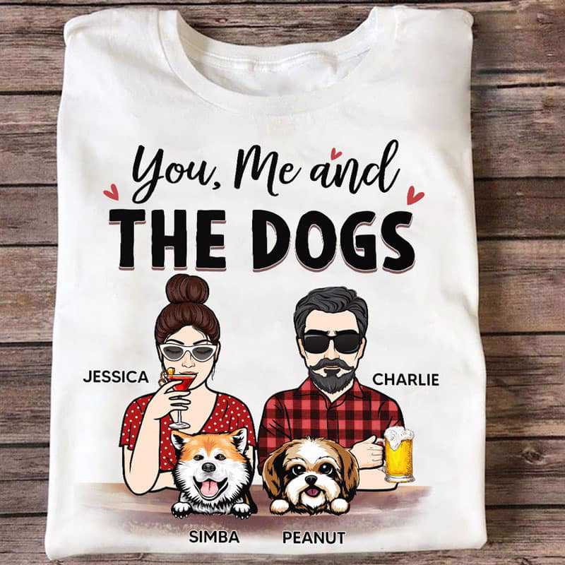 You Me And The Dog Front View Couple Personalized Shirt