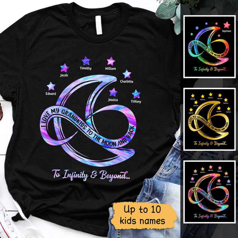Love Grandkids To The Moon & Infinity Personalized Shirt