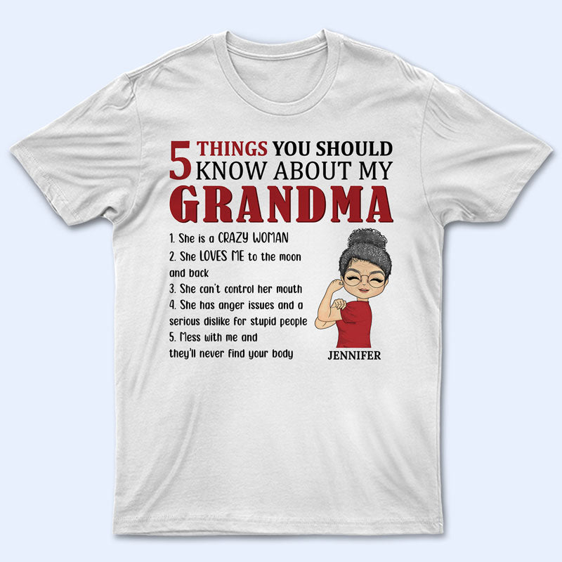 おばあちゃん、お母さん、おばさんについて知っておくべき5つのこと - 母の贈り物 - パーソナライズされたカスタムTシャツ