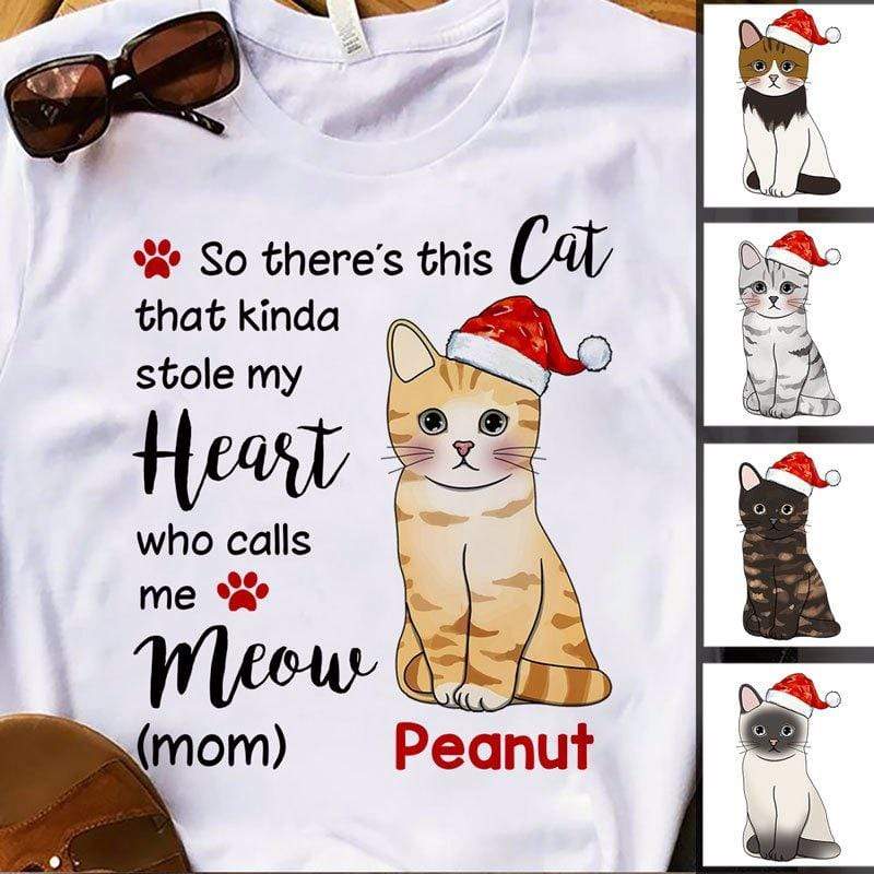 Sitting Cat Call Me Mom Christmas Personalized Shirt