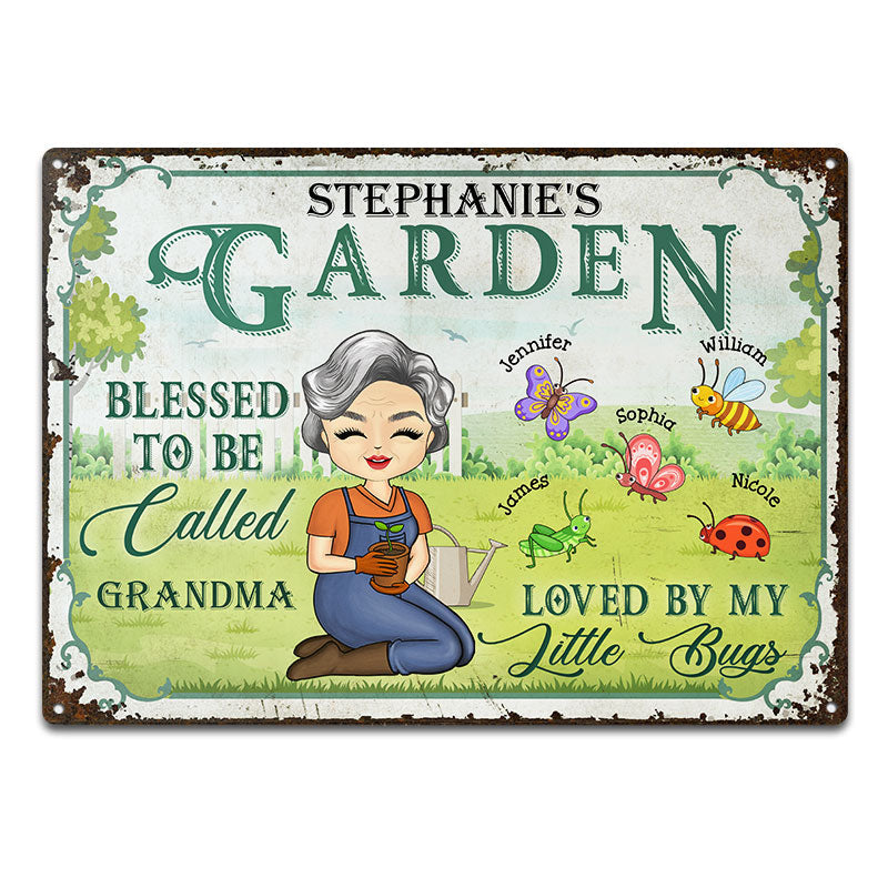 Loved By My Little Bugs Gardening Lady - 女性へのギフト - パーソナライズされたカスタムクラシックメタルサイン
