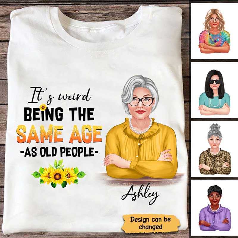 お年寄りと同い年でかっこいいおばあちゃんの個性的なシャツ