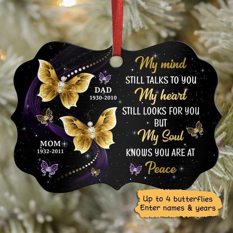 Butterflies My Mind Still Talks To You Memorial Personalized Christmas Ornament