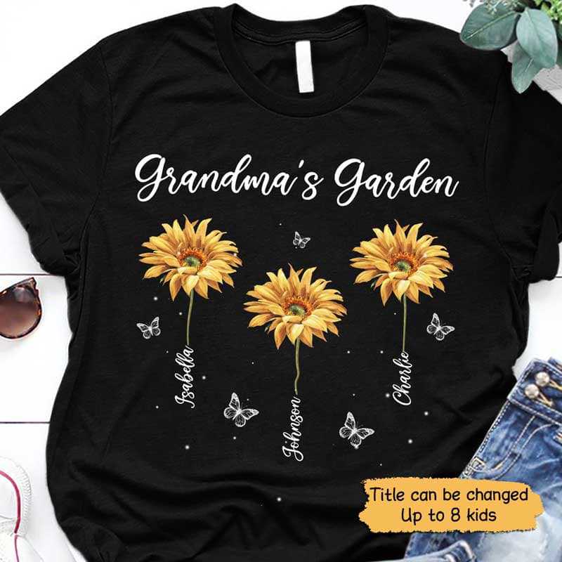 Sunflower Kids Mom Grandma Personalized Shirt