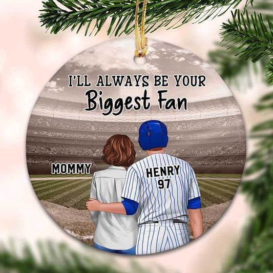 Always Your Biggest Fan Baseball Personalized Circle Ornament