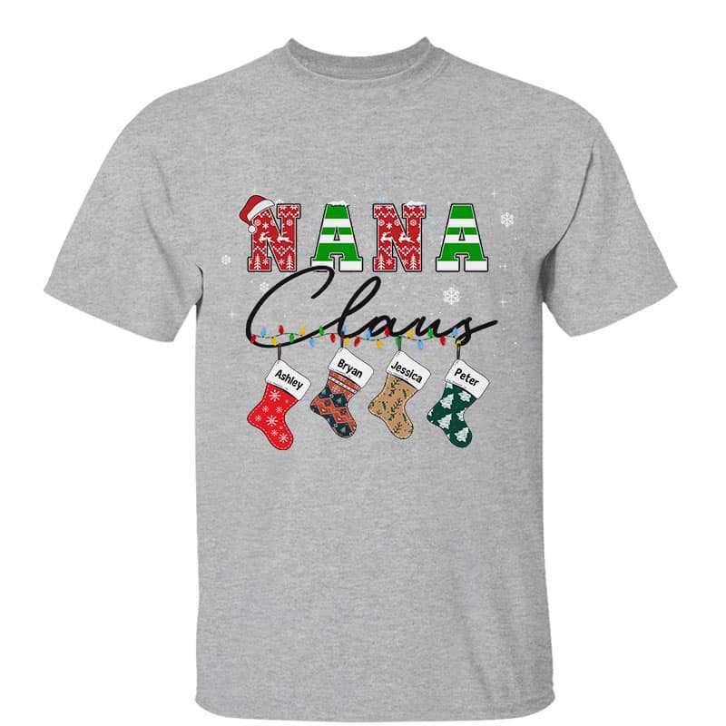 Grandma Mom Christmas Kids Name On Socks Personalized Shirt