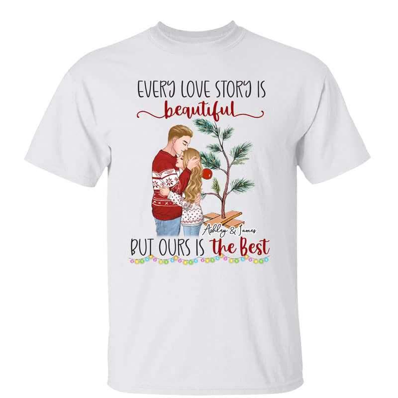 Every Love Story Is Beautiful Hugging Couple Personalized Shirt