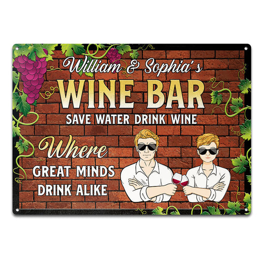 Save Water Drink Wine - Bar Decoration, Gift For Wine Lovers - Personalized Custom Classic Metal Signs