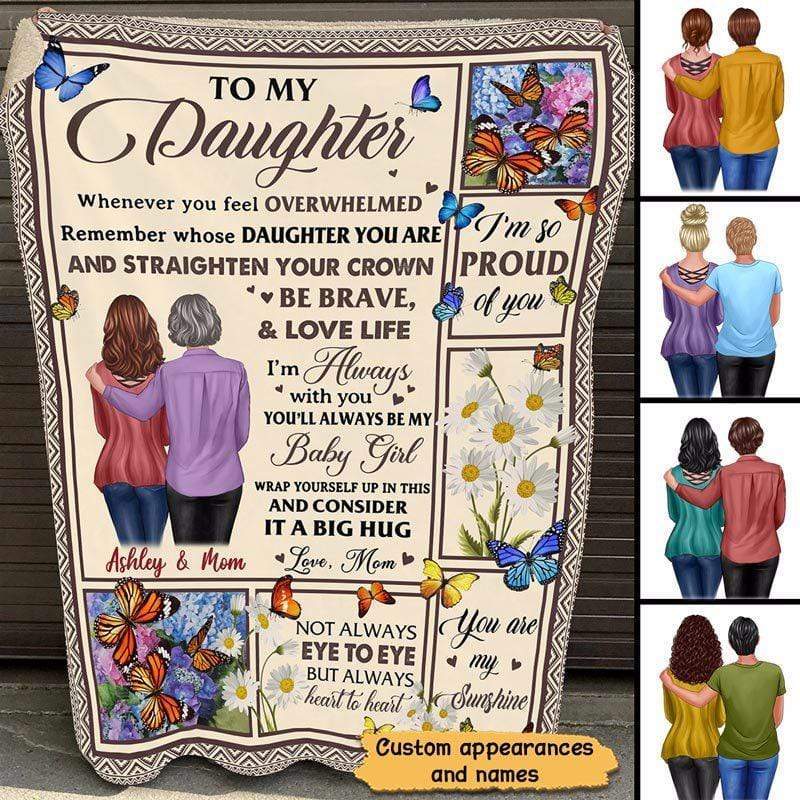 To My Daughter From Mom Butterflies Personalized Fleece Blanket