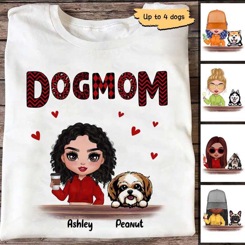 Dog Mom Doll Girl パーソナライズシャツ