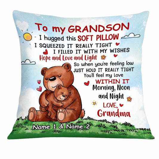 Personalized Bear Mom Grandma To Daughter Granddaughter Son Grandson Hug This Pillow