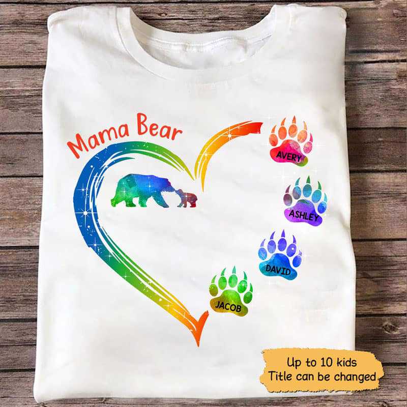 Mama Bear Grandma Bear Colorful Light Personalized Shirt