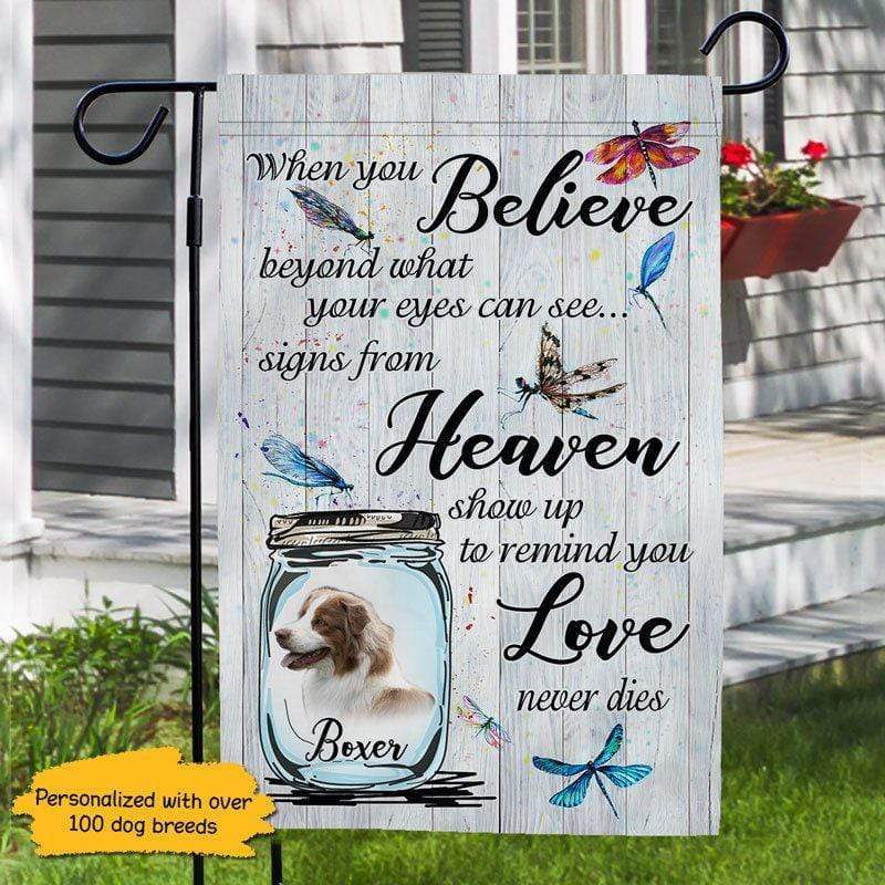 Love Never Dies Personalized Dog Memorial Decorative Garden Flags