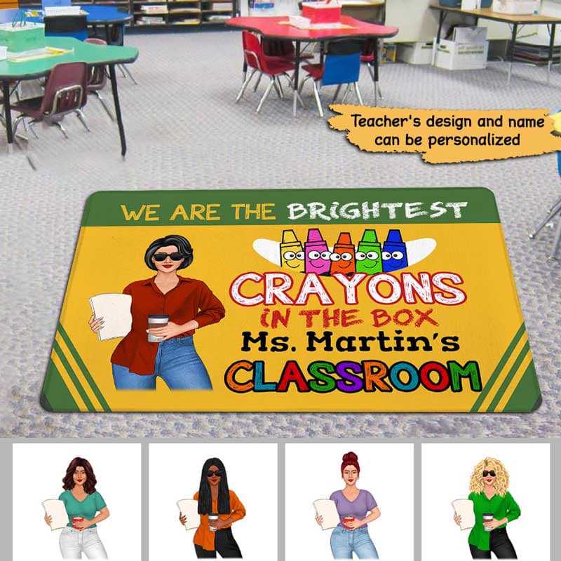 Brightest Crayons In The Box Posing Teacher Personalized Doormat