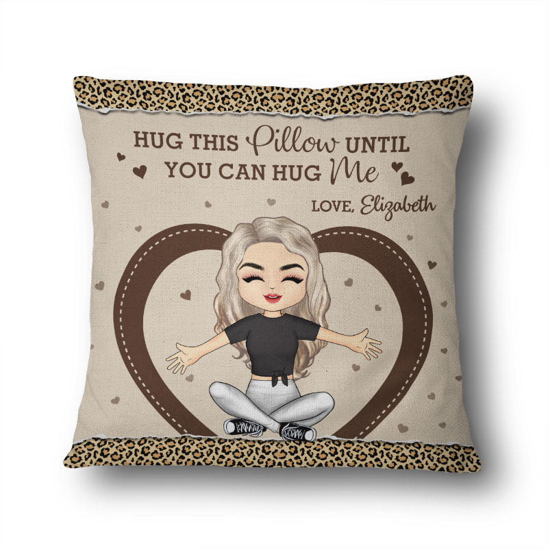Chibi Couple Hug This Pillow Until You Can Hug Me - Personalized Custom Pillow