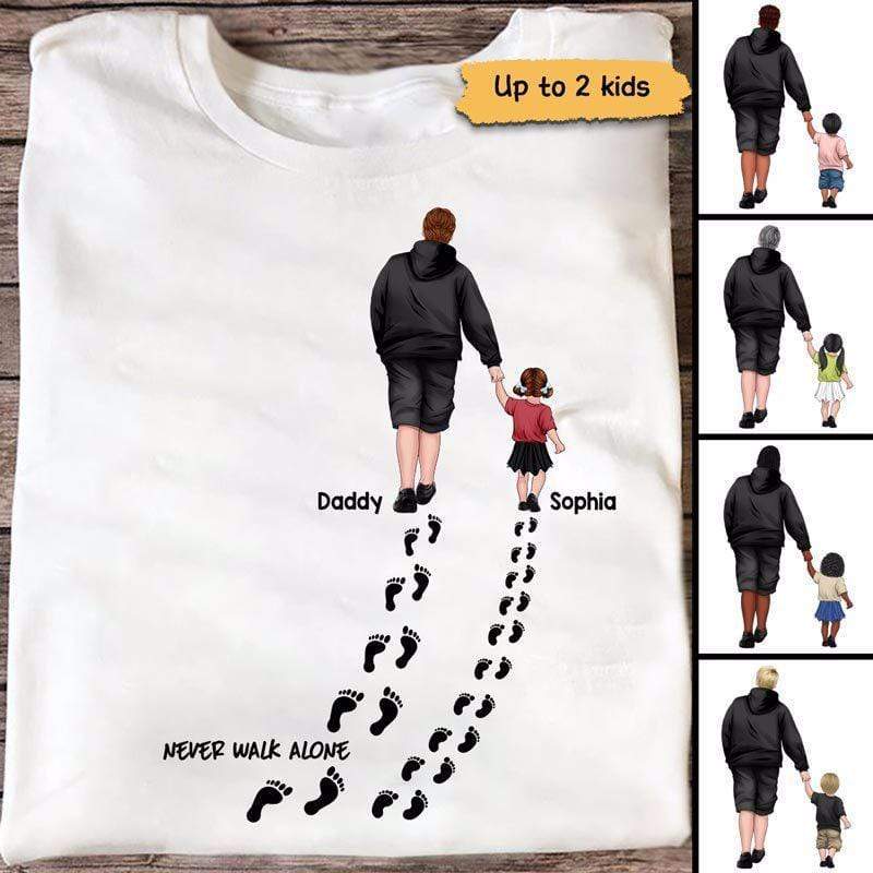 Dear Dad And Kids Never Walk Alone Personalized Shirt