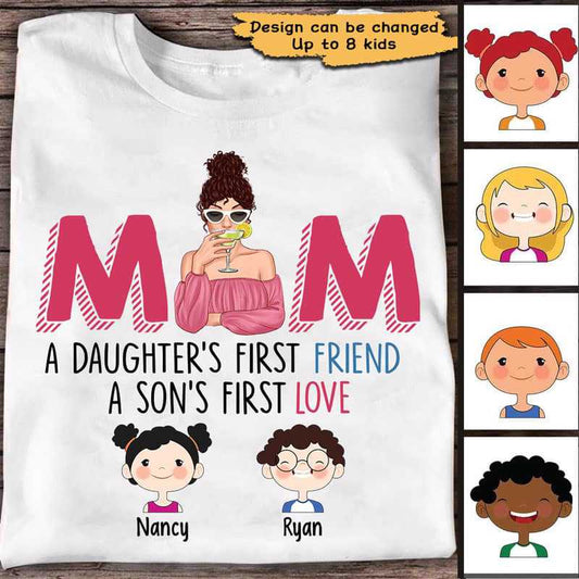 MOM And Cute Kids Cocktail Girl Personalized Shirt