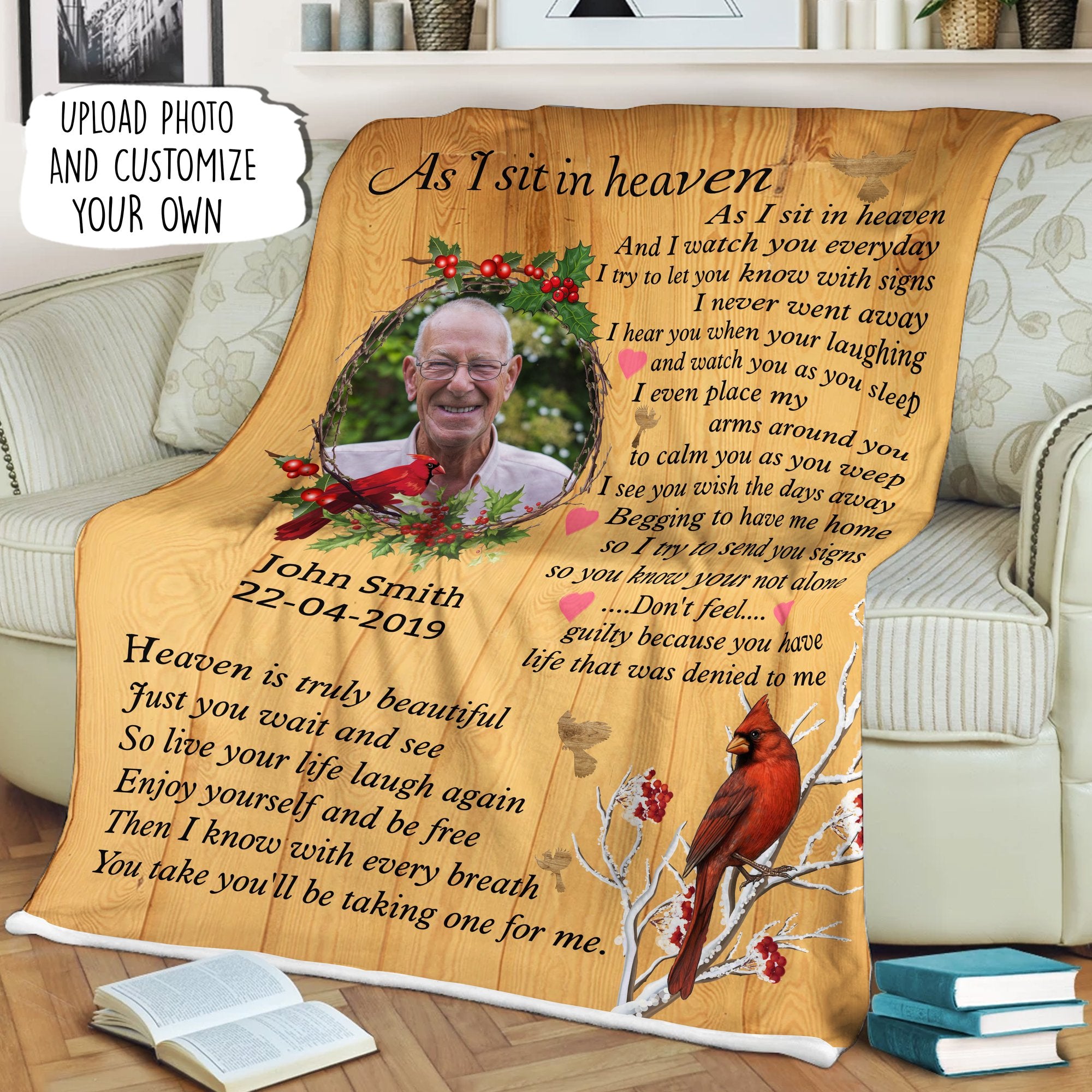 I Watch You Everyday Customized Memorial Blanket For Family With Your Own Photo