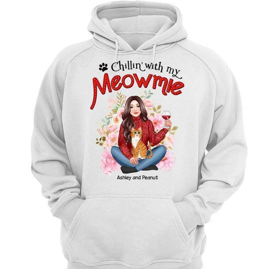 Cat Mom Red Pattern Pretty Girl Personalized Hoodie Sweatshirt