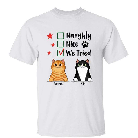 Naughty Nice I Tried Cats Personalized Shirt